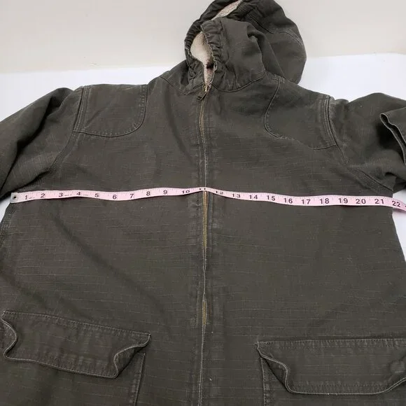 Walls Blizzard Pruf Army Green Canvas Sherpa Lined Coat Size Youth XL 16/18 - Picture 11 of 15